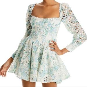 NWOT Bardot Lila eyelet flounce floral long sleeve mini dress Revolve size